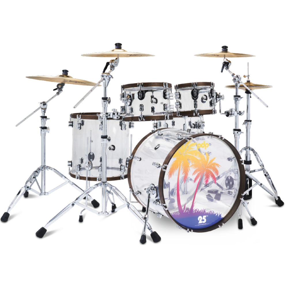 PDP PDLT221425TH 25th Anniversary 4-Piece Kit (7x10, 8x12, 16x16, 16x22) Clear Acrylic