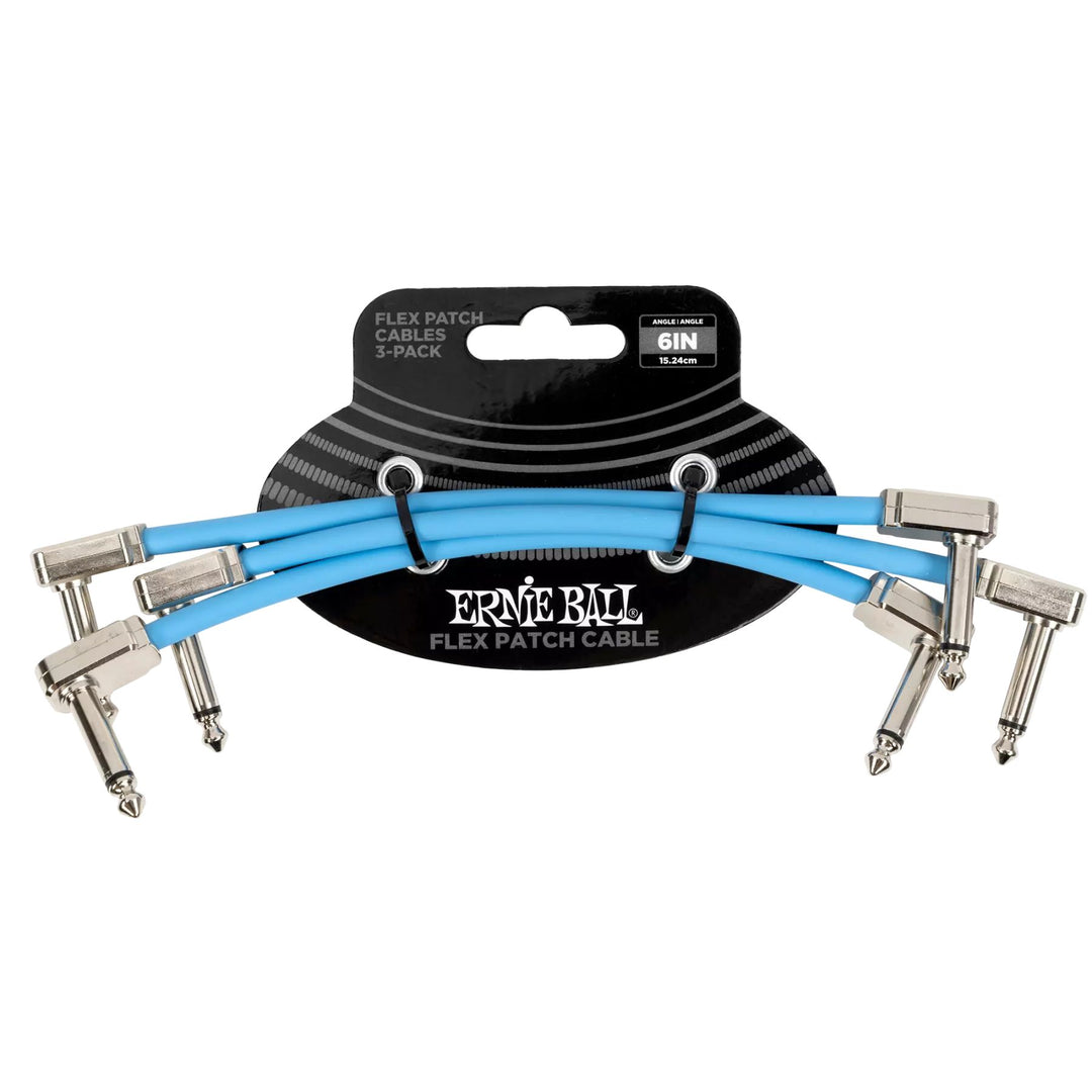 Ernie Ball 6460EB Flex Patch Cable 6" - Blue (3 Pack)