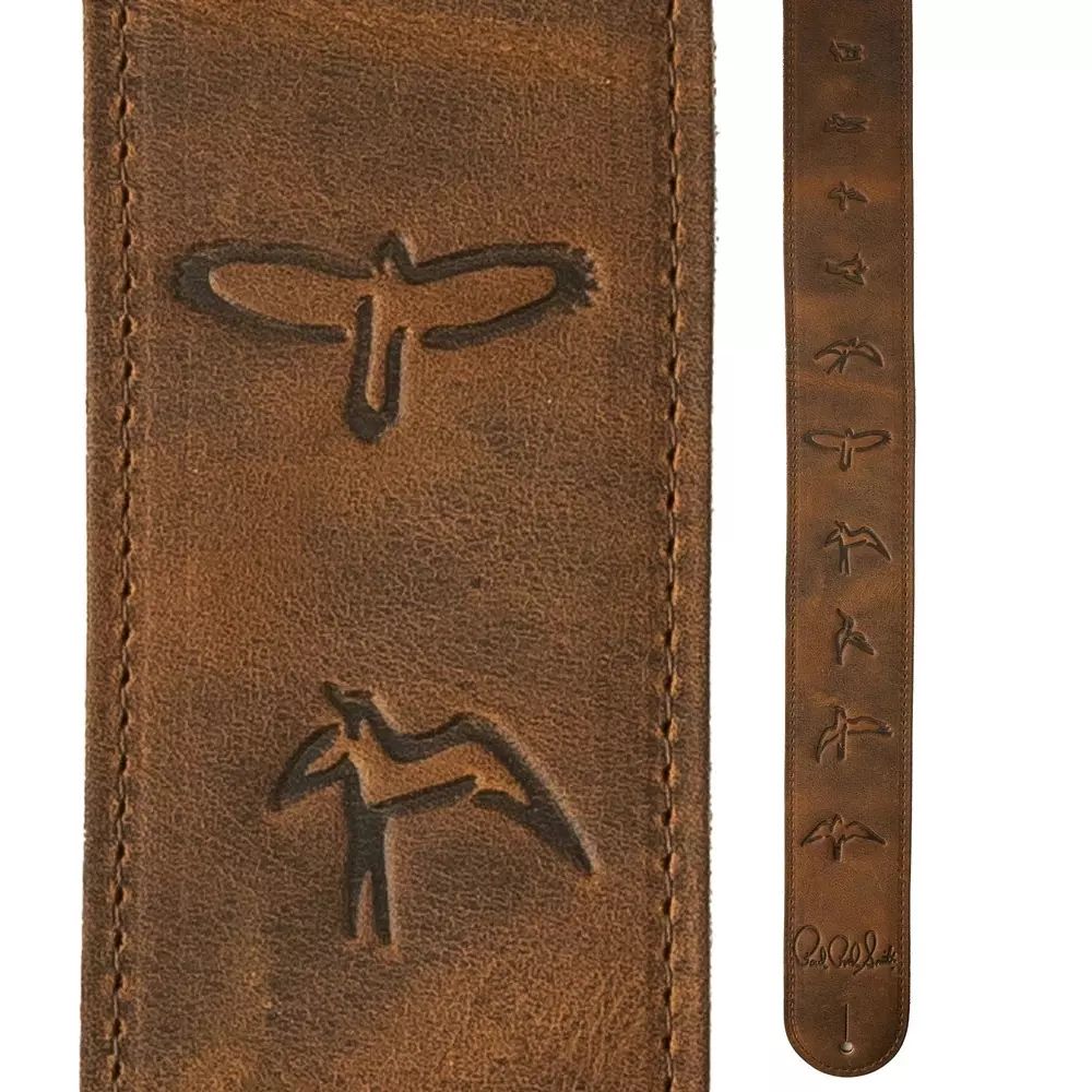 PRS 2.5" PRS Leather Birds Strap - Distressed Brown