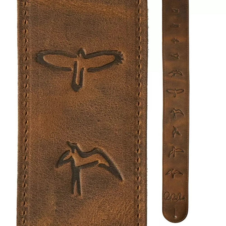 PRS 2.5" PRS Leather Birds Strap - Distressed Brown