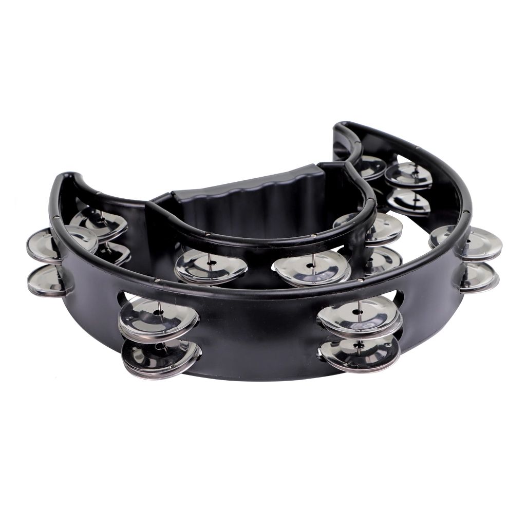Granite Percussion Heavy Duty Half-moon Tambourine with Inside Row - Black