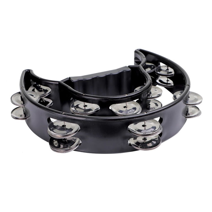 Granite Percussion Heavy Duty Half-moon Tambourine with Inside Row - Black