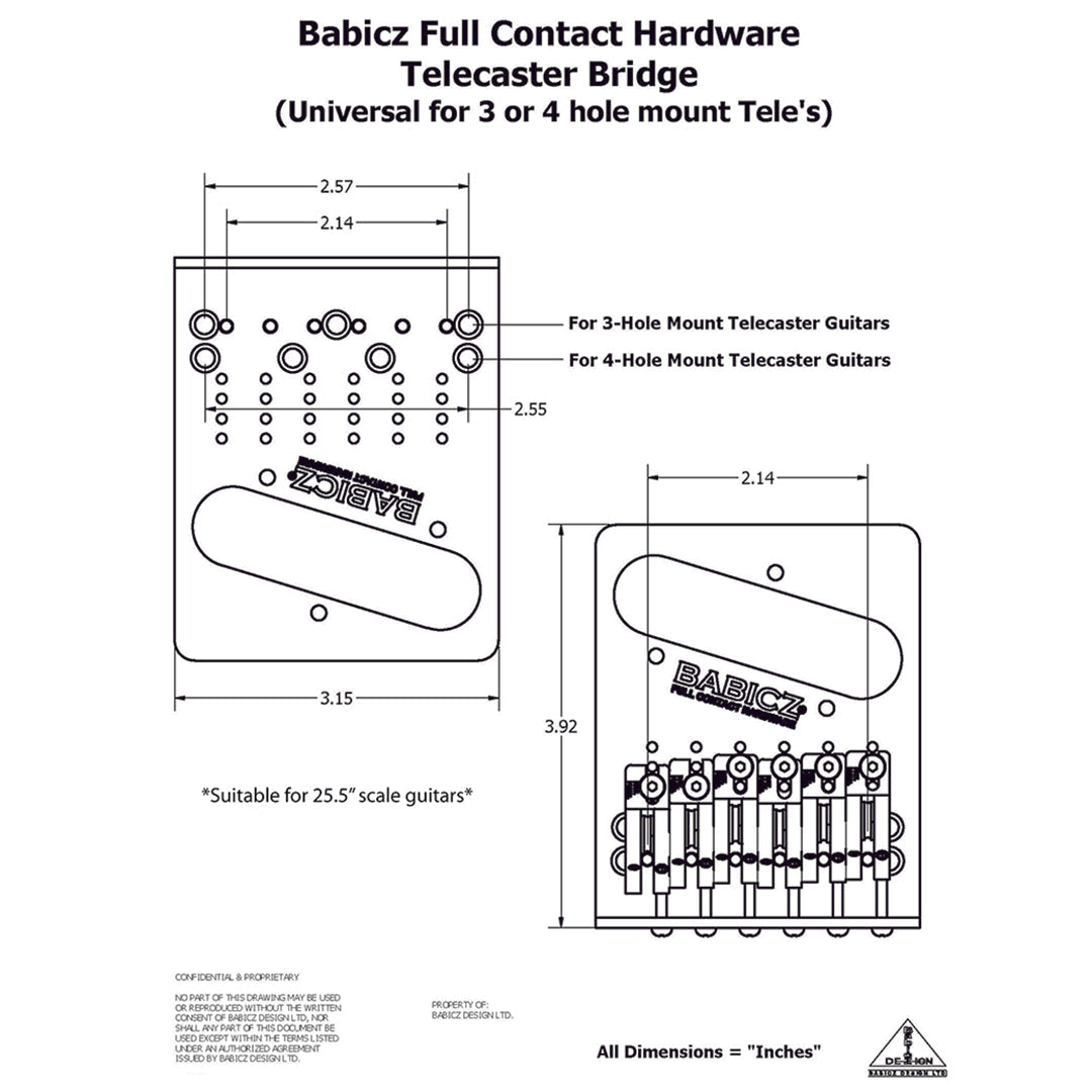 Allparts TB-3539-010 - Babicz Full Contact FCH6 TELE STYLE BRIDGE, 6 String