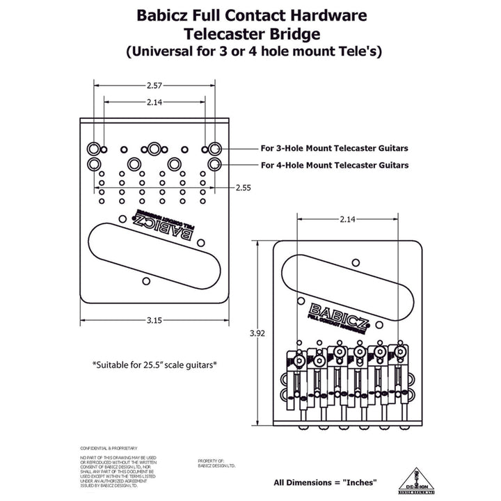 Allparts TB-3539-010 - Babicz Full Contact FCH6 TELE STYLE BRIDGE, 6 String