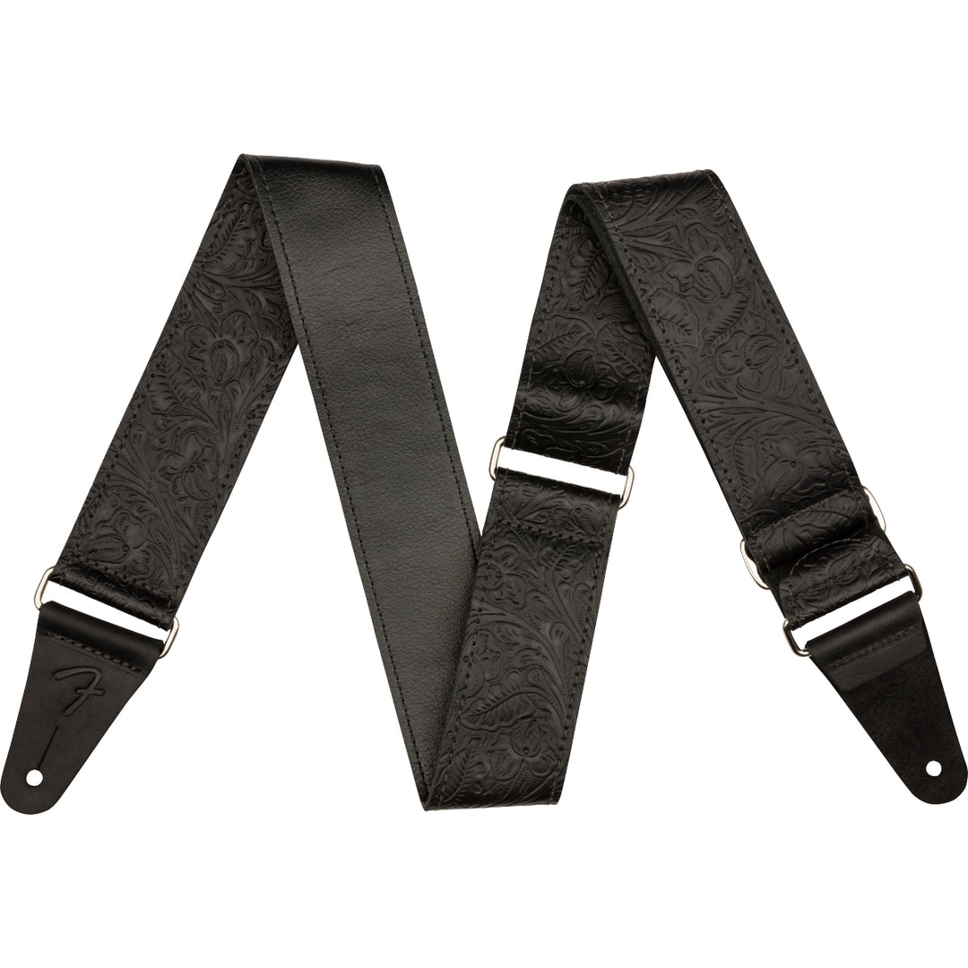 Fender Tooled Leather 2” Guitar Strap - Black