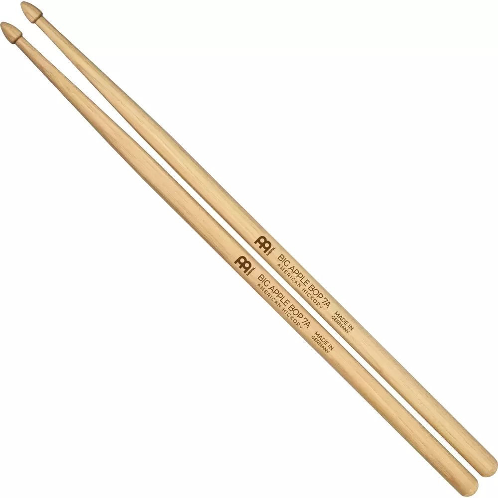 Meinl SB111 Big Apple Bop 7A Drumstick, Hickory, Light, Big acorn tip, Pair