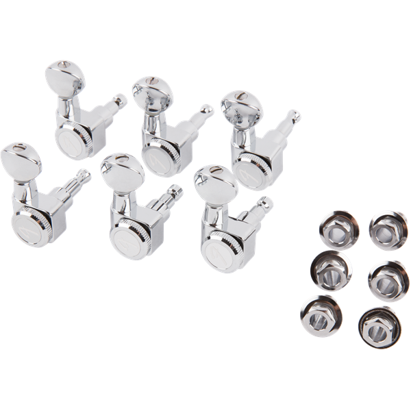 Fender Locking Stratocaster/Telecaster Tuning Machines, Vintage Buttons - Polished Chrome