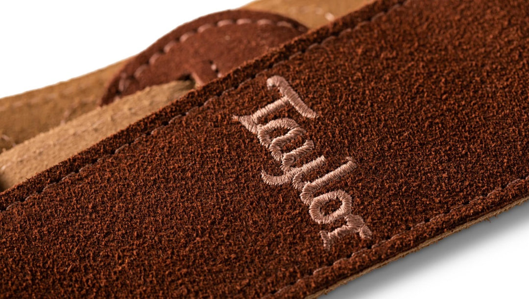 Taylor Strap,Embroidered Suede,Choc,2.5"