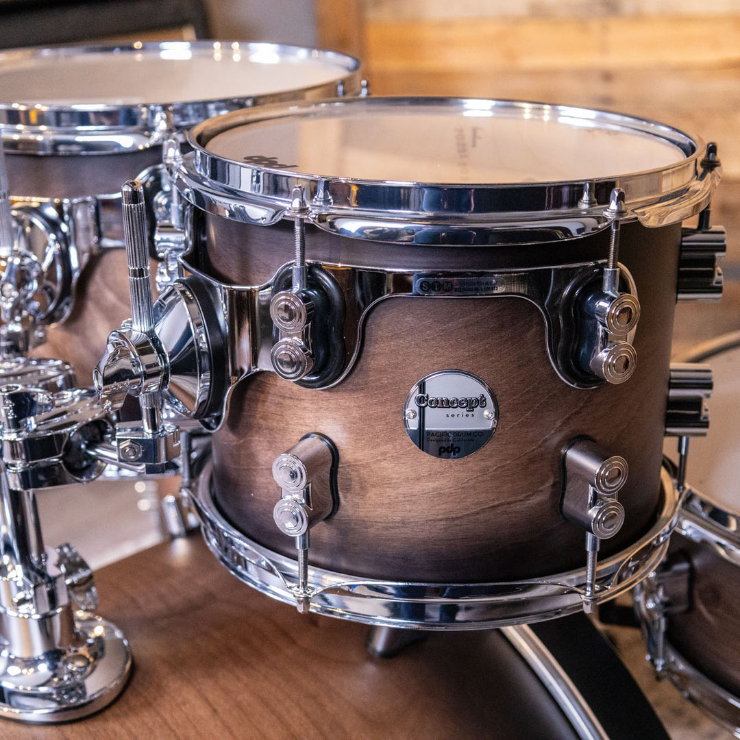 PDP Concept Maple Lacquer CM5 5-Piece Kit Shell Pack w/ Chrome Hardware (18x22 w/ BDM, 8x10, 9x12, 14x16FT, 5.5x14 Snare) - Satin Charcoal Burst
