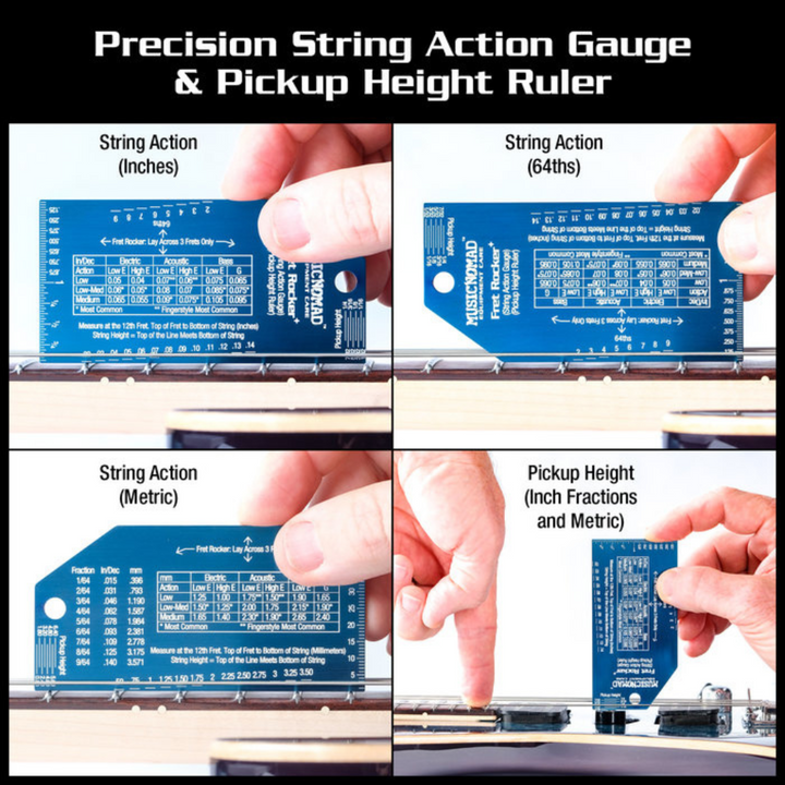 MusicNomad FRET-ROCKER+ String Action Gauge & Pickup Height Ruler
