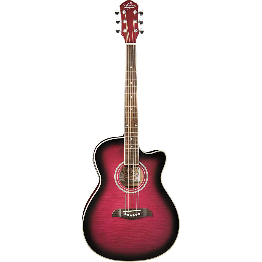 Oscar Schmidt OACEFTPB-A Acoustic Guitar Auditorium Trans Purple