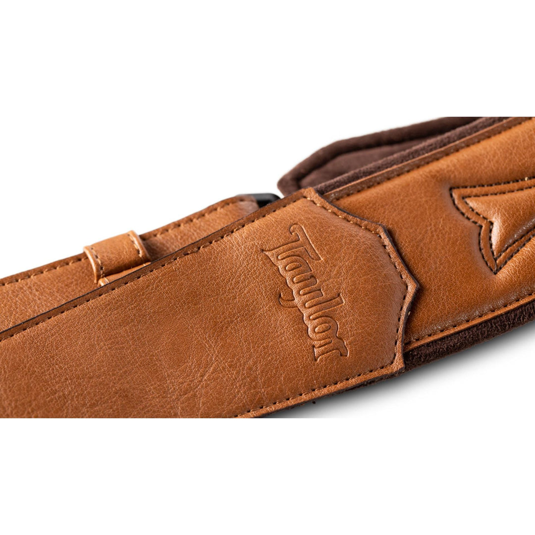 Taylor Vegan Leather Strap,Tan w/Stitching, 2.75",Embossed Logo