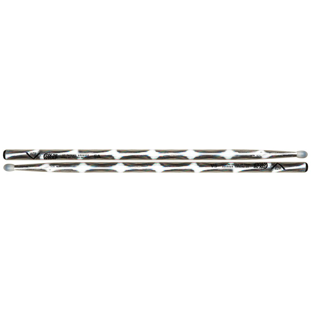 Vater VCS5AN - Color Wrap 5A Silver Optic Nylon Tip Drumsticks