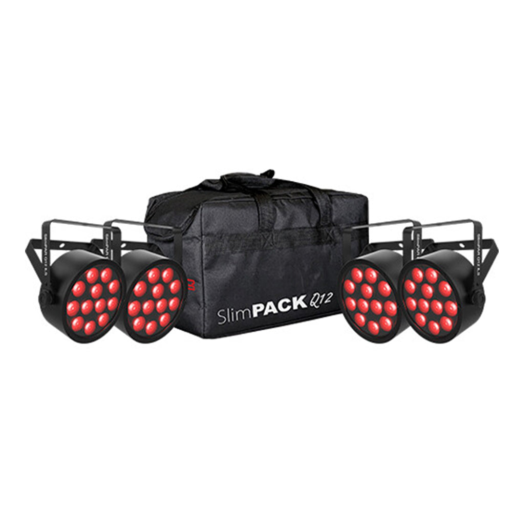 Chauvet DJ SLIMPACKQ12ILS Includes (4x) SlimPAR™ Q12 ILS wash lights, (3x) 5' DMX cables, and Gear bag