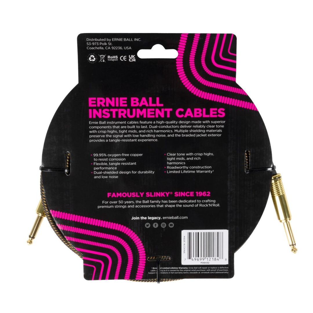 Ernie Ball 18' Straight Braided Cable - Pay Dirt