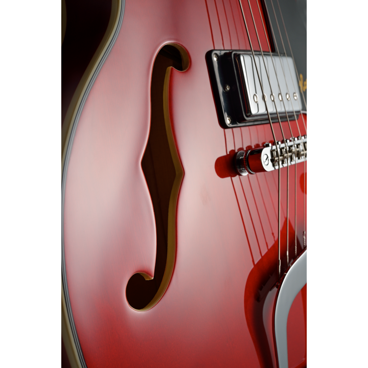 Hagstrom ALV-BLK Viking Alvar 6-String RH Semi-Hollow Electric Guitar (Wild Cherry Transparent)