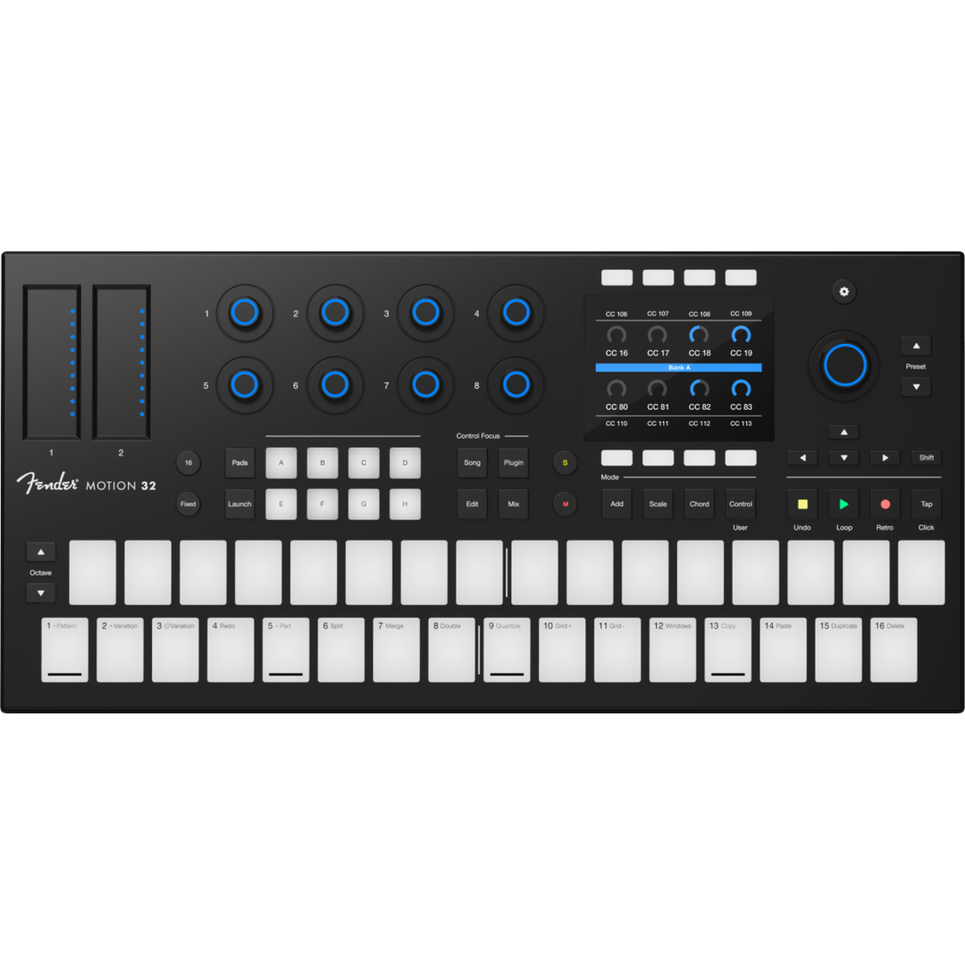 Fender MOTION32 32 Pad - Chromatic, Step Sequencer & Transport MIDI Controller