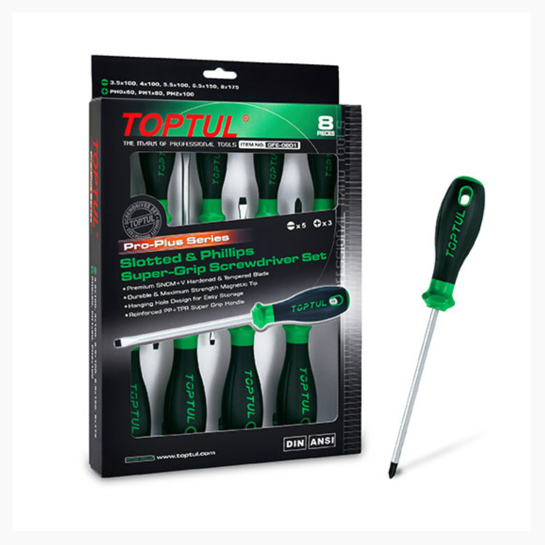 Allparts LT-1747-000 TOPTUL 8 piece Pro-Series Screwdriver Set