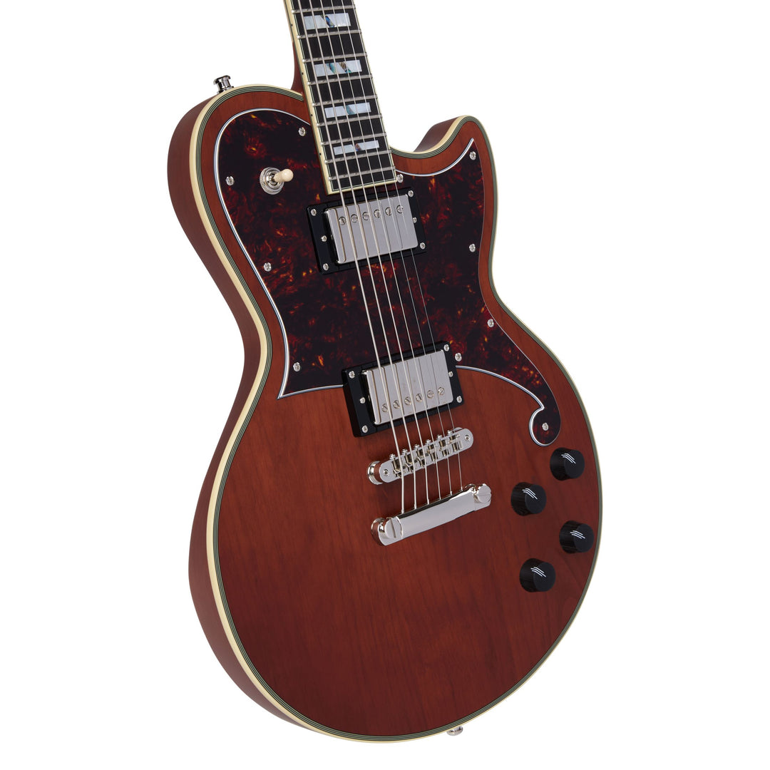 D'Angelico DADBATLMWLNS Single Cutaway Solid Body Baritone Includes Deluxe Hardshell Case - Satin Walnut