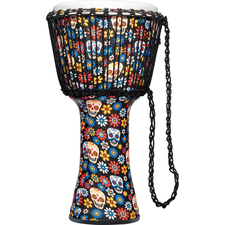 Meinl Percussion 12" Rope Tuned Travel Series Djembe Synthetic Head (Patented) Day of the Dead