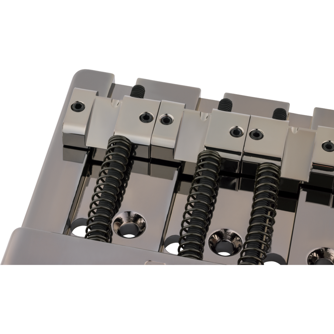 Fender ® HiMass™ String-Through 4-String Bass Bridge Assembly With Brass Saddles -  Black Chrome