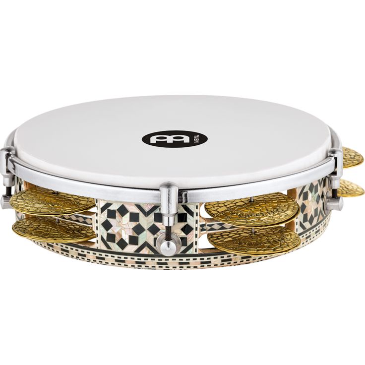 Meinl Percussion 8 3/4" Artisan Edition Riq Drum White Burl Mosaic Royale Synthetic head Brass jingles