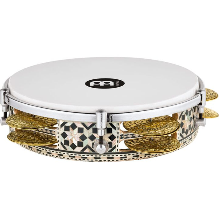 Meinl Percussion 8 3/4" Artisan Edition Riq Drum White Burl Mosaic Royale Synthetic head Brass jingles
