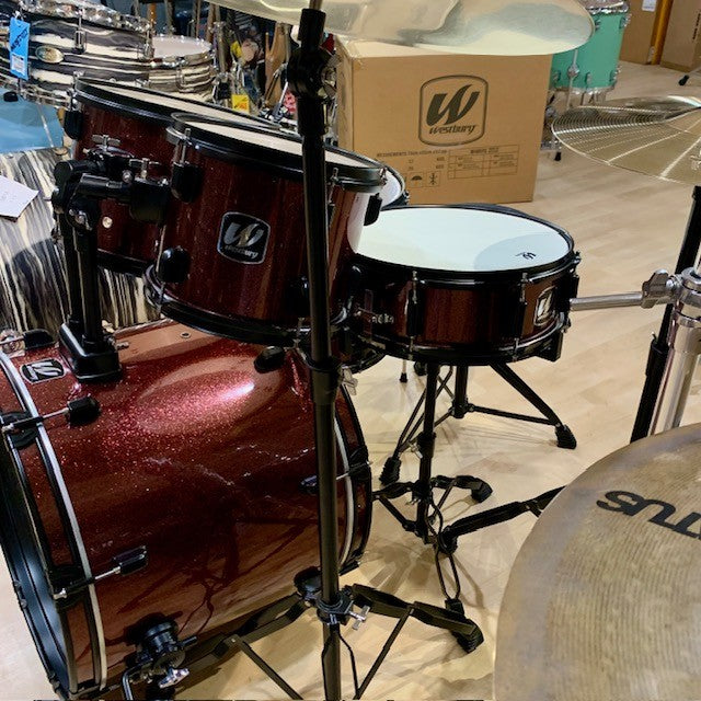 Westbury W465TC-RRS 400 Series 5-Piece Studio Acoustic Drum Kit with 20" Bass Drum & Throne - Ruby Red Sparkle