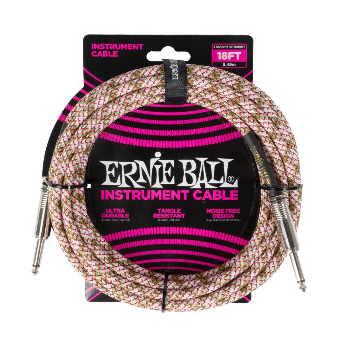 Ernie Ball 18' Straight Braided Cable - Emerald Argyle