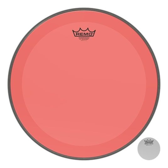 Remo P3-1316-CT-RD Bass, POWERSTROKE 3, COLORTONE, 16" Diameter, No Striping, Red