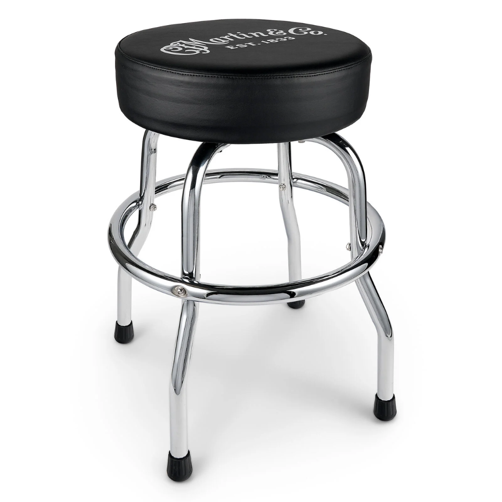 Martin Accessories Mgear Chrome Base Barstool  - Black/White Logo