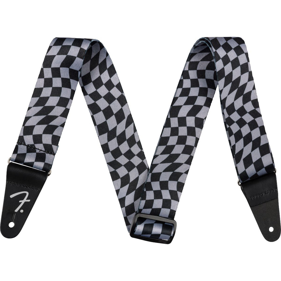 Fender  Wavy Checkerboard Polyester Strap - Gray