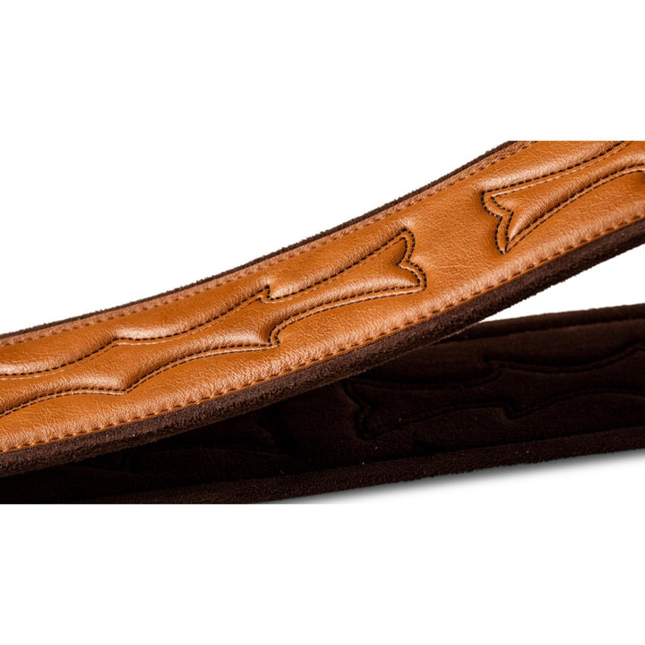 Taylor Vegan Leather Strap,Tan w/Stitching, 2.75",Embossed Logo