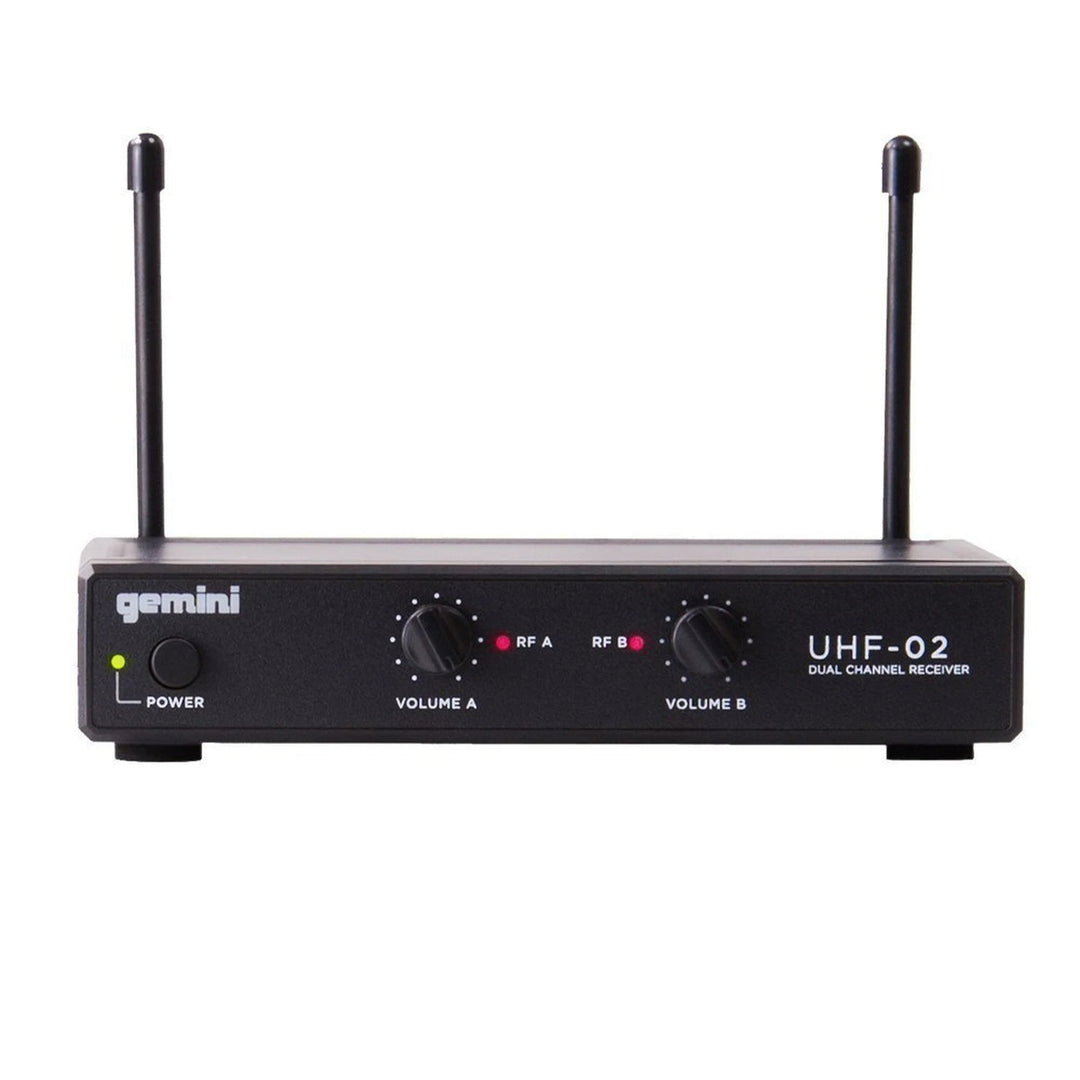 Gemini UHF-02M Dual-Channel UHF Wireless Microphone System - Handheld Vocal (S12 517.6+521.5)