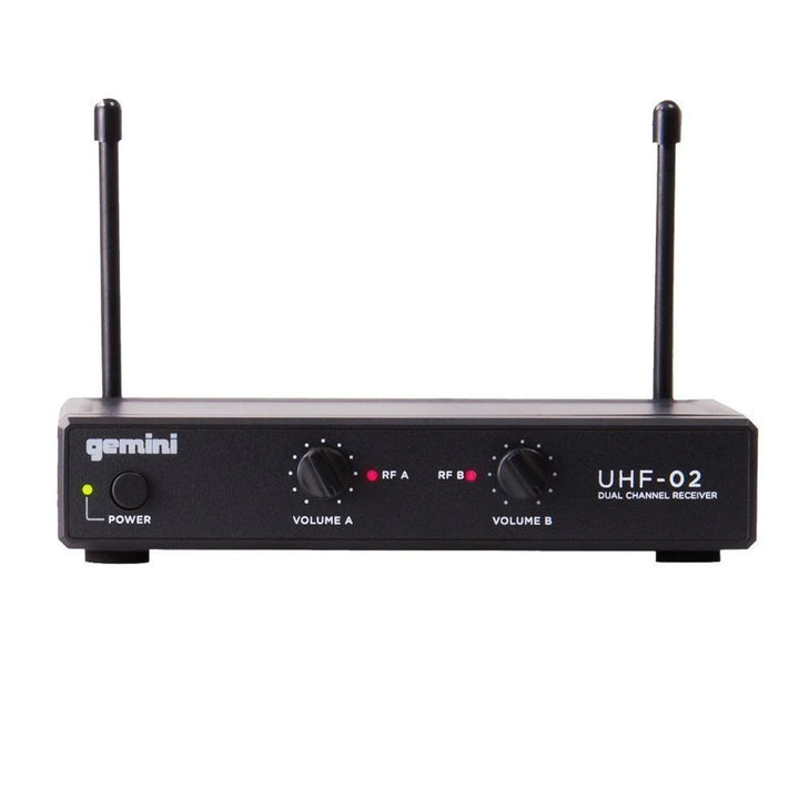 Gemini UHF-02M Dual-Channel UHF Wireless Microphone System - Handheld Vocal (S12 517.6+521.5)