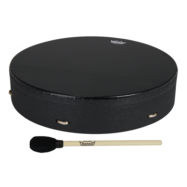 Remo E1-1316-BE - Buffalo 16" x 3.5" Fixed Bahia Bass Drum - Black Earth