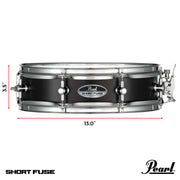 Pearl SFS1335B Short Fuse 13x3.5" Snare Drum - Piccolo Black Steel