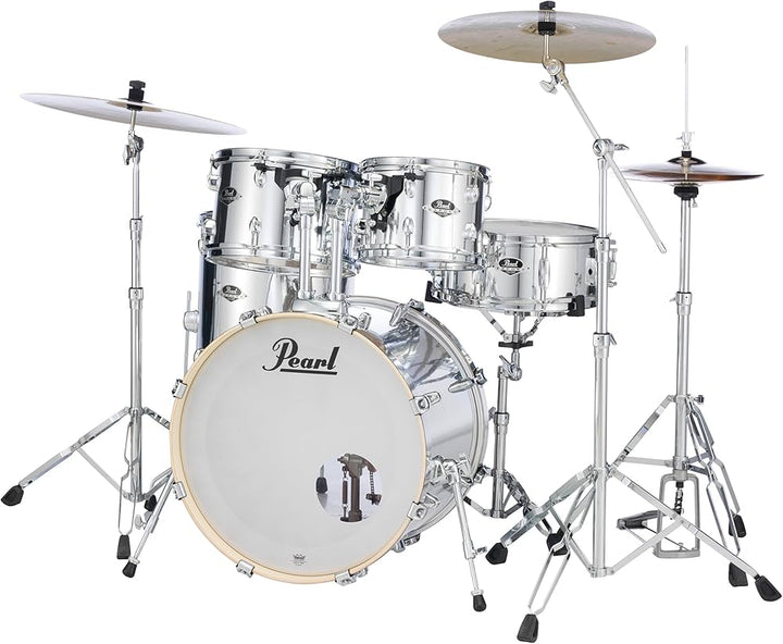 Pearl Export Exx 5-piece Drumkit & Hardware in Mirror Chrome W/ Zildjian Cymbal Pack & Throne - Exx725fzpc49â€t1