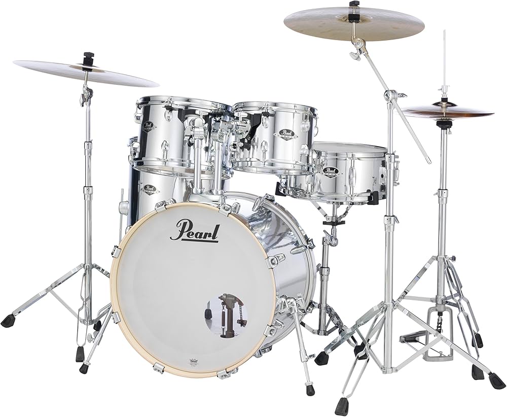 Pearl Export Exx 5-piece Drumkit & Hardware in Mirror Chrome W/ Zildjian Cymbal Pack & Throne - Exx725fzpc49â€t1
