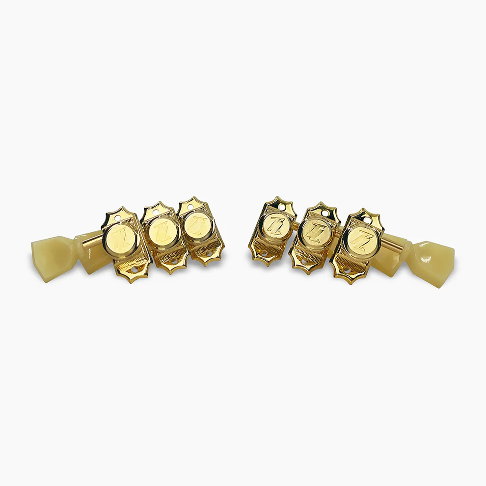 Allparts TK-7111-002 True Lok Vintage Style Locking Tuners, 3x3, Gold