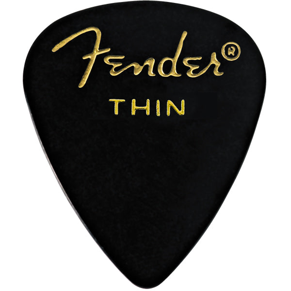 Fender Guitar Pick 351 Shape Classic Celluloid 1 Gross - Black - Thin, 144-Count
