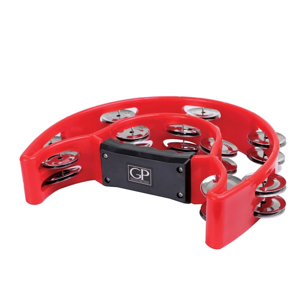 Granite Percussion Heavy Duty Half-Moon Tambourine with Inside Row - Red