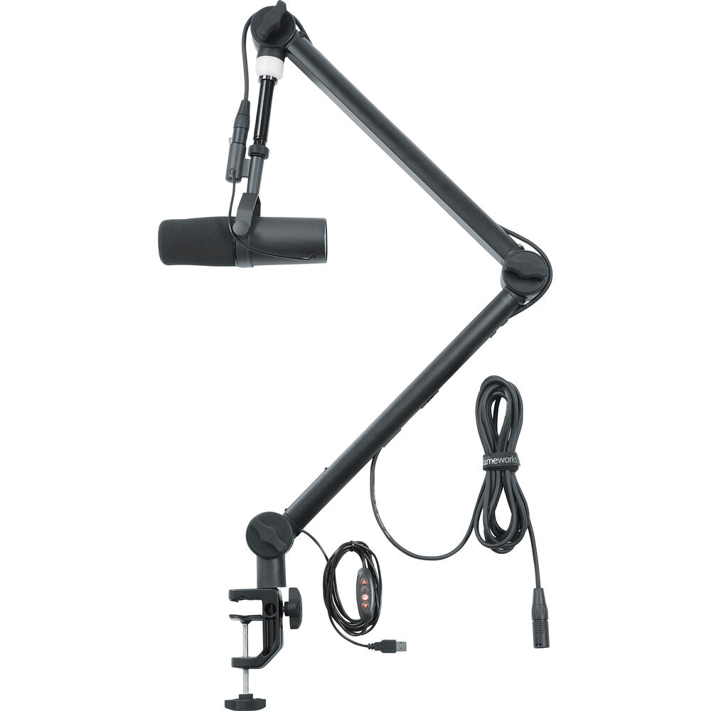 Gator Professional Broadcast Boom Mic Stand with LED Light