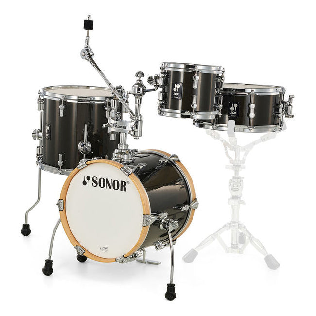 Sonor AQX Micro Set 4-Piece Drum Kit with Cymbal / Tom Holder - Black Midnight Sparkle