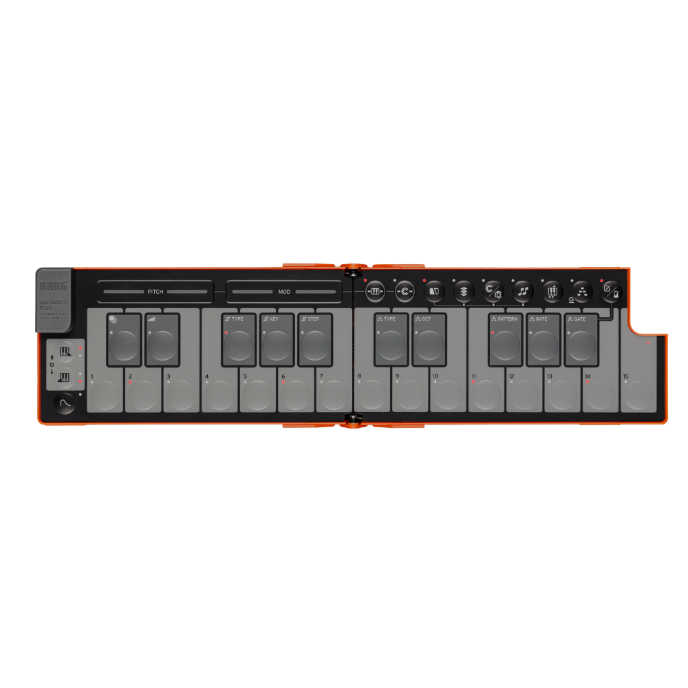 Korg NANOKEYFDLO Foldable pocket size MIDI Keyboard - Lava Orange