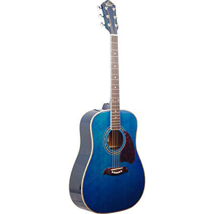 Oscar Schmidt OG2TBL-A Acoustic Guitar Dreadnought Trans Blue