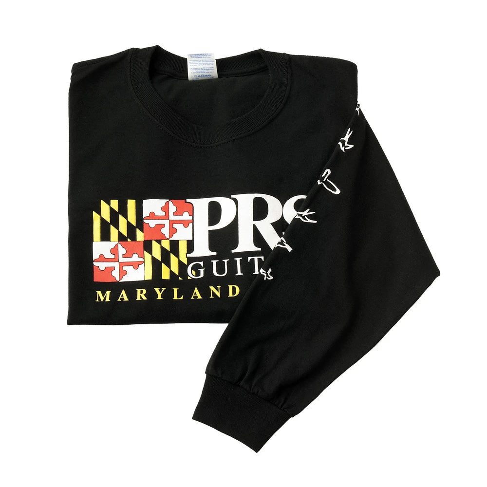 PRS Shirt Maryland Flag Logo w/ Bird Long Sleeve Tee (Black)