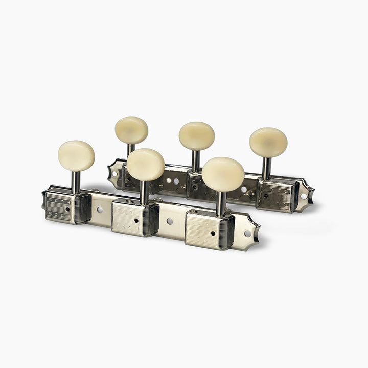 Allparts TK-7112-001 True Tune Vintage Style Strip Tuners, 3x3, Nickel