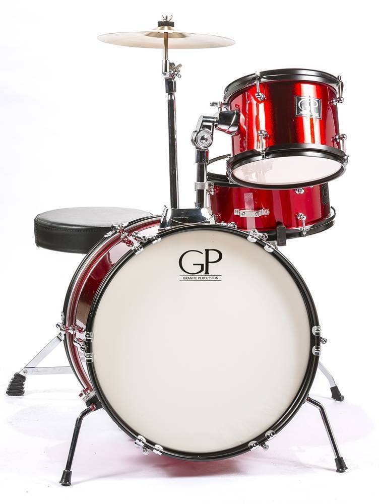 Granite Percussion Junior 3-piece Drum Kit (1610sd) with Cymbals and Hardware - Metallic Red