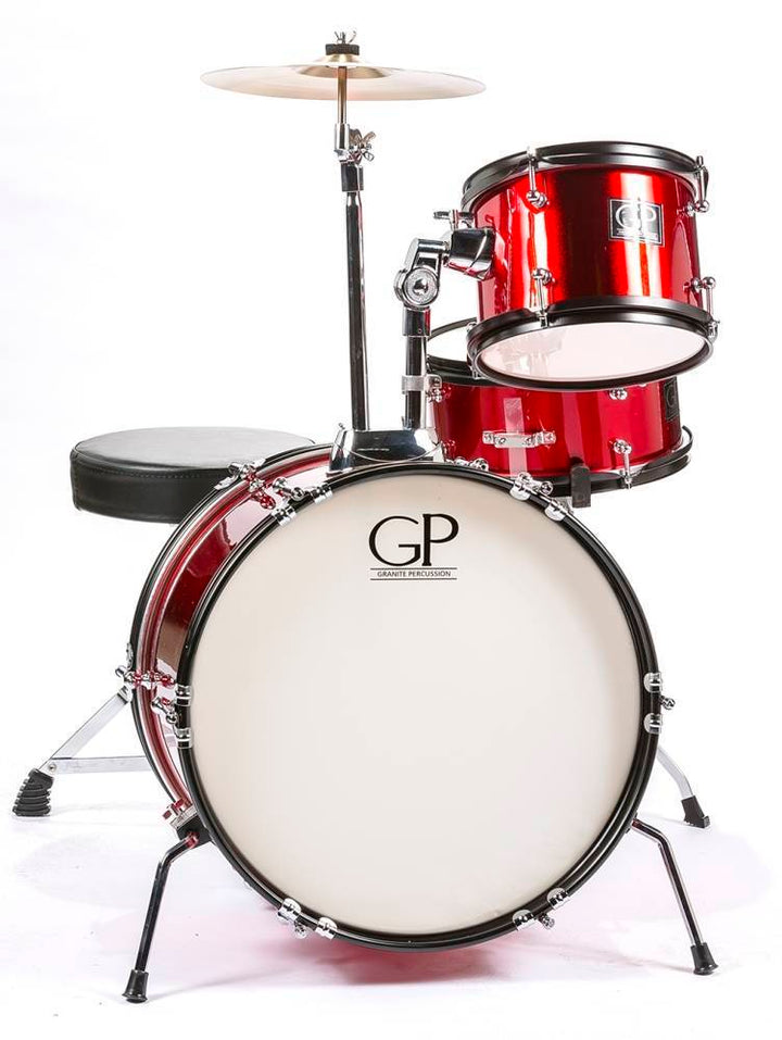 Granite Percussion Junior 3-piece Drum Kit (1610sd) with Cymbals and Hardware - Metallic Red